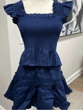 Hill House Navy Blue Ruffle Skirt Set